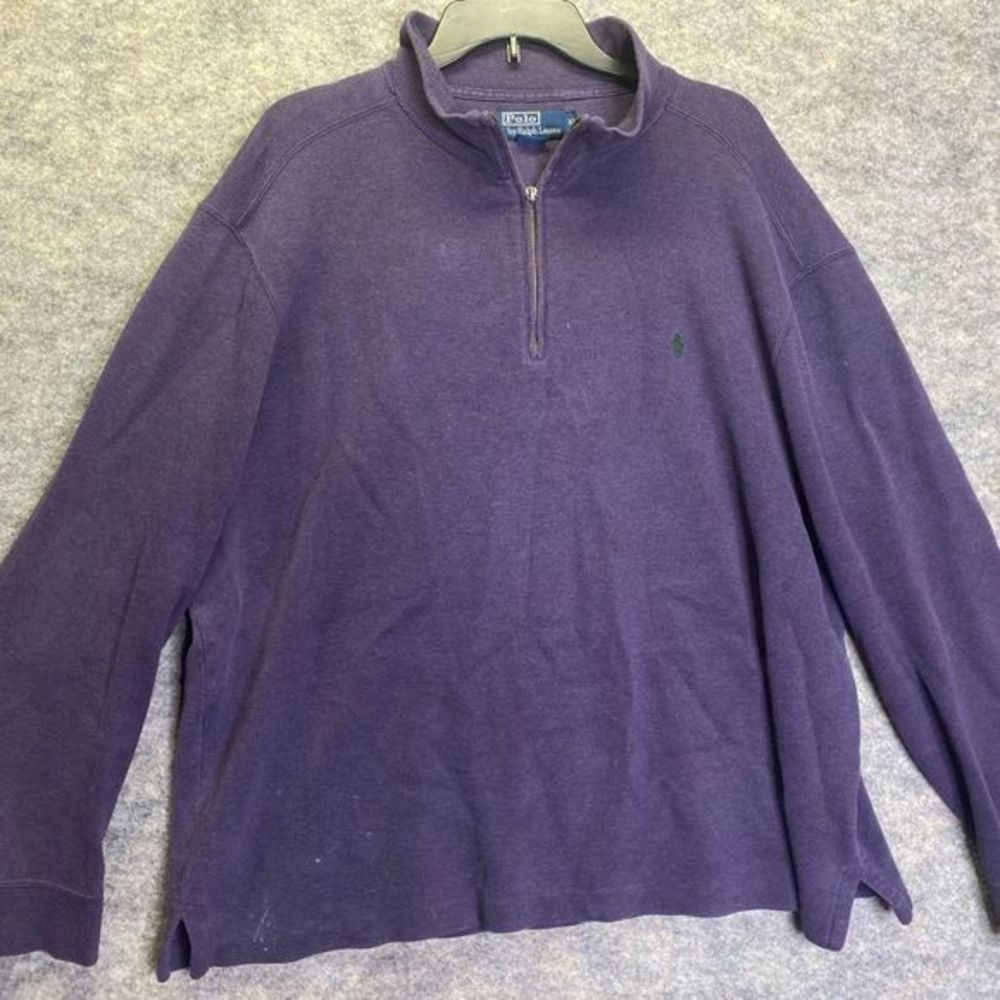 Polo Ralph Lauren 1/4 Zip Sweater Mens Adult‎ XL Blue Pullover Casual Green Logo